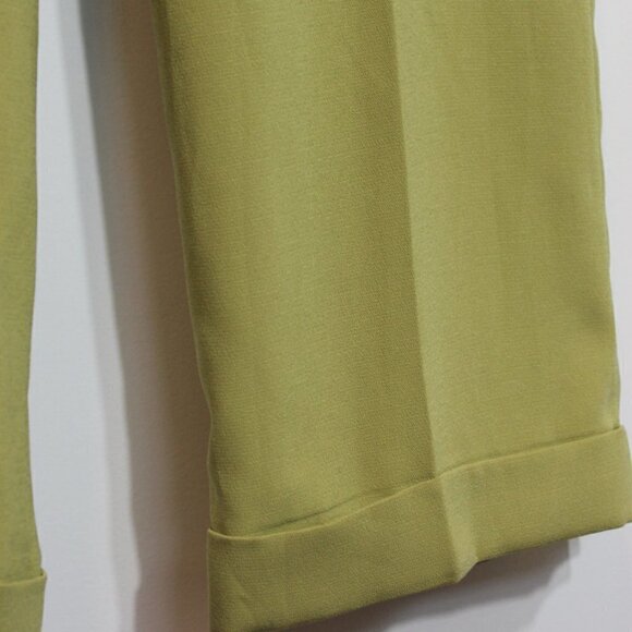 Larry Levine Suits Women’s Light Chartreuse Wide-Leg Rolled-cuff Trouser (16) - Picture 4 of 8